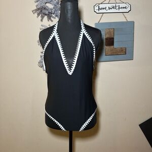 Black and White Halter Swimsuit